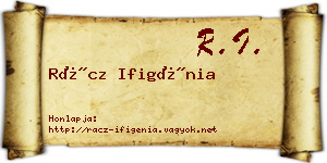 Rácz Ifigénia névjegykártya