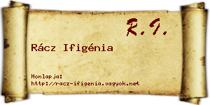 Rácz Ifigénia névjegykártya